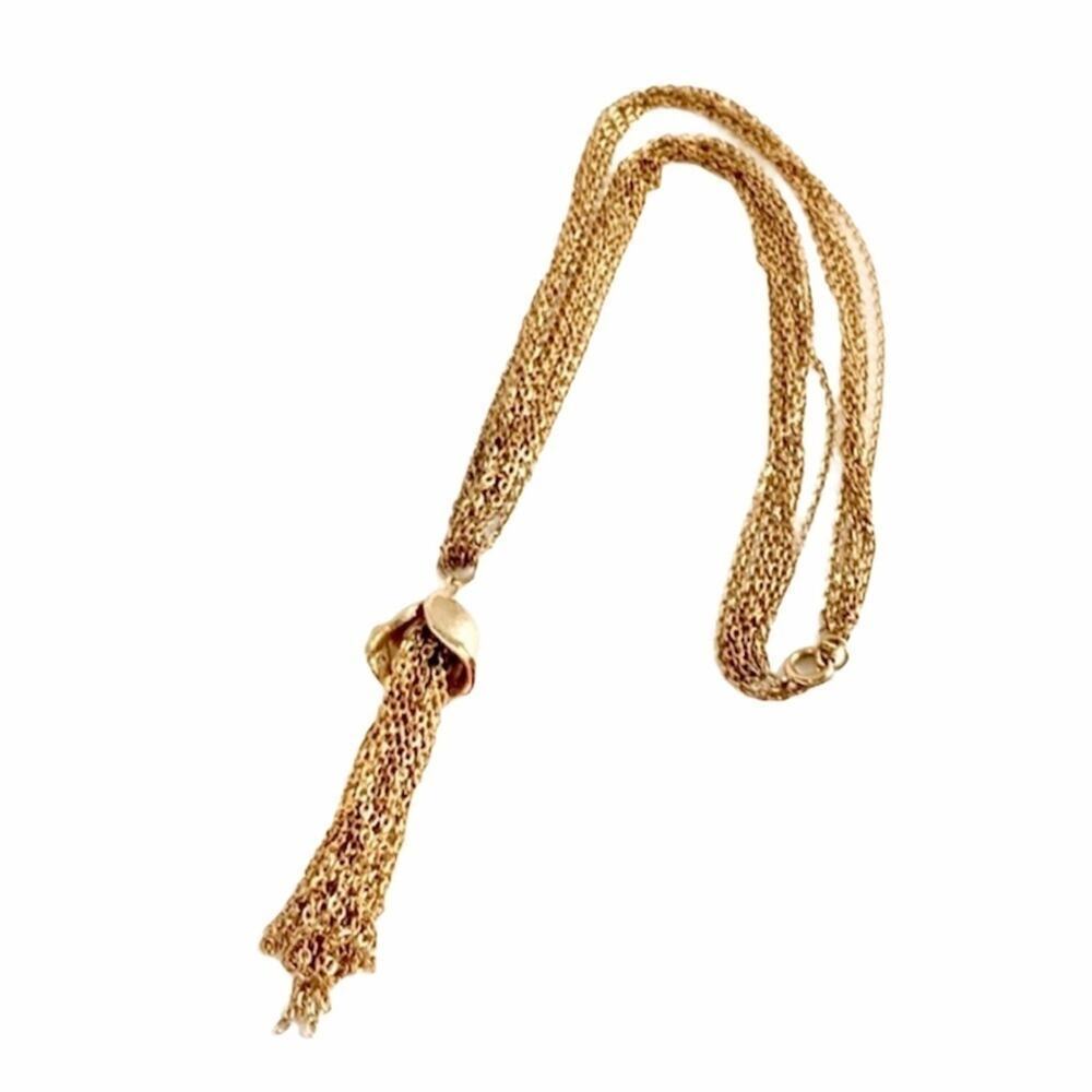 Vintage Tassel Multi‎ Strand Necklace Gold Fringe